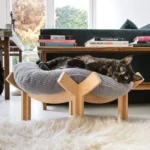 Lit pour chat Pagode : maison pour animaux de style asiatique en contreplaqué de bouleau avec coussin