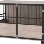 Meuble cage pour chien PawHut 100 cm, cage pour chien avec fonction table d’appoint d’intérieur avec portes