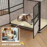 Meuble cage pour chien PawHut 100 cm, cage pour chien avec fonction table d’appoint d’intérieur avec portes – Image 4